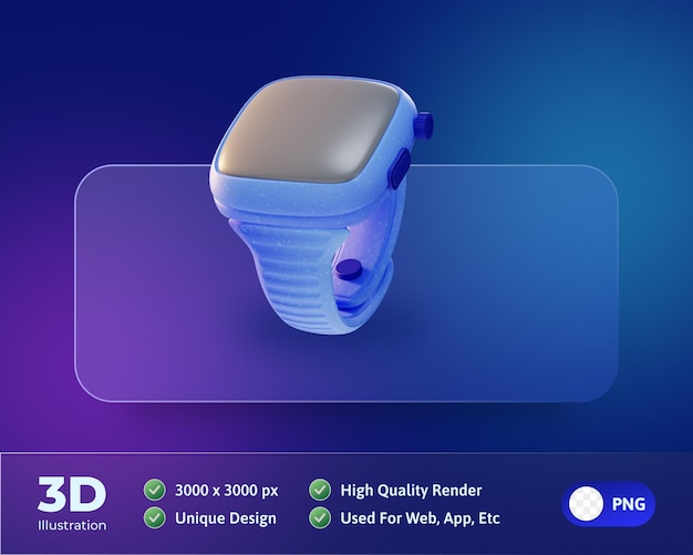 PSD ilustração 3d do ícone eletrônico do dispositivo do relógio inteligente