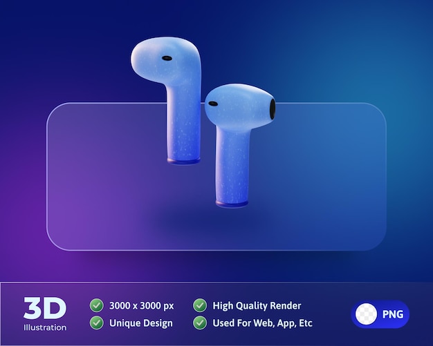 PSD ilustração 3d do ícone eletrônico do dispositivo dos fones de ouvido