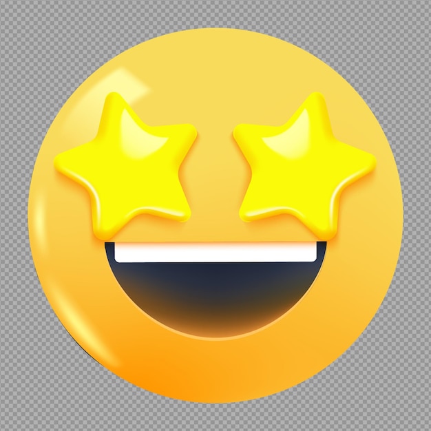 PSD ilustração 3d do ícone emoji de olhos felizes e alegres