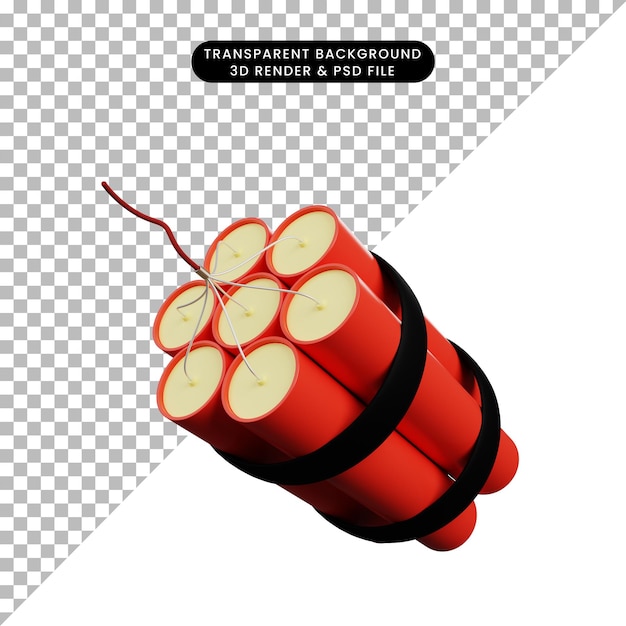PSD ilustração 3d do ícone simples dinamite tnt