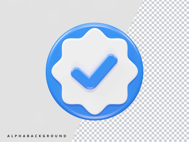 PSD ilustração 3d do ícone verificado
