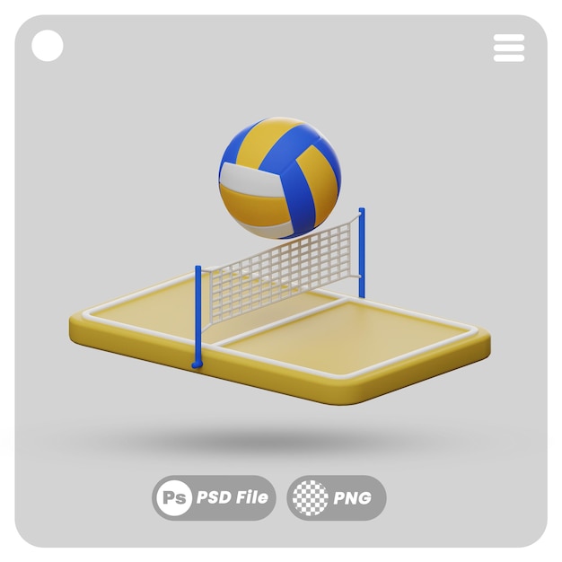 Ilustração 3d do jogo de vôlei