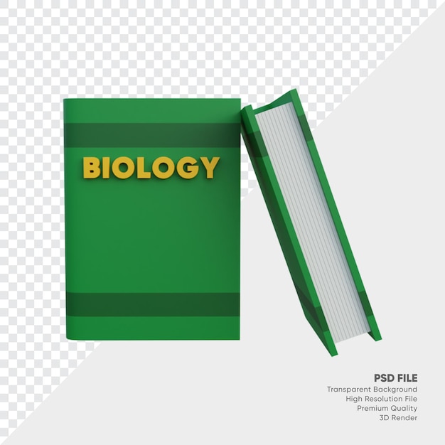 Ilustração 3d do livro de biologia