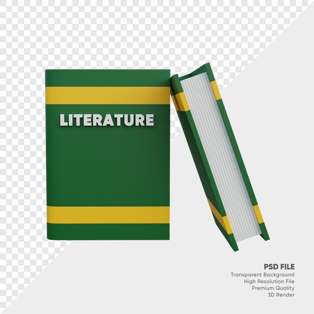 PSD ilustração 3d do livro de literatura