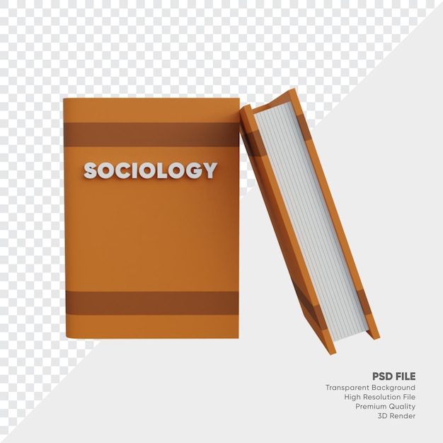 Ilustração 3d do livro de sociologia