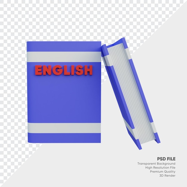 Ilustração 3d do livro em inglês