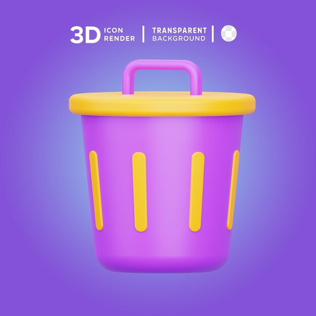 PSD ilustração 3d do lixo psd