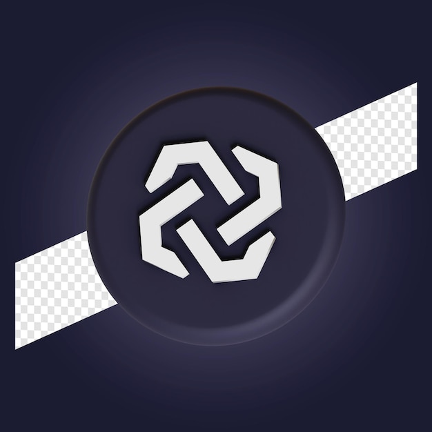 Ilustração 3d do logotipo do símbolo da criptomoeda Bytom