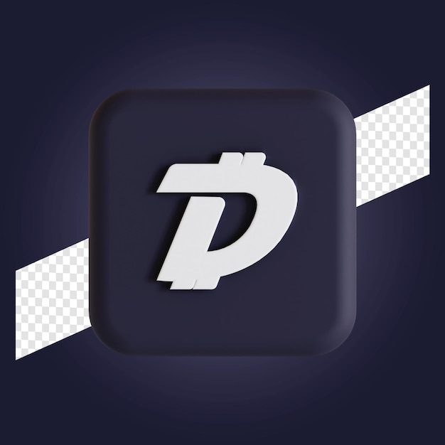 Ilustração 3d do logotipo do símbolo da criptomoeda Digibyte