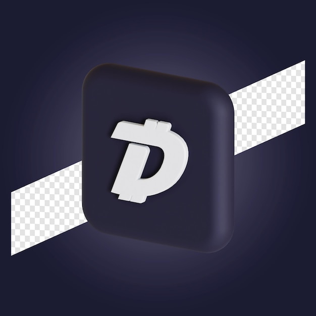 Ilustração 3d do logotipo do símbolo da criptomoeda Digibyte