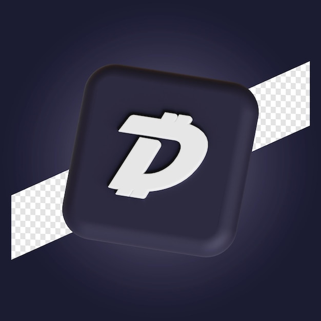 Ilustração 3d do logotipo do símbolo da criptomoeda Digibyte