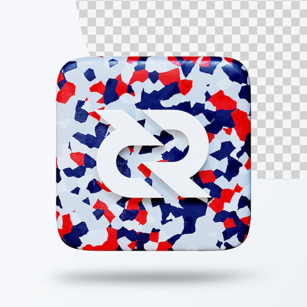 Ilustração 3D do logotipo do símbolo de criptomoeda