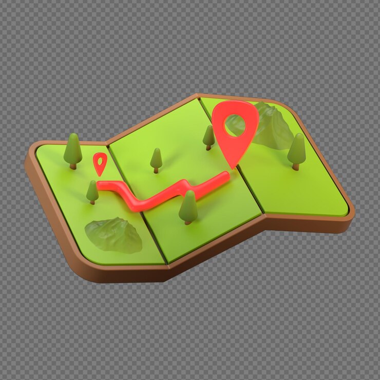 PSD ilustração 3d do mapa com fundo transparente