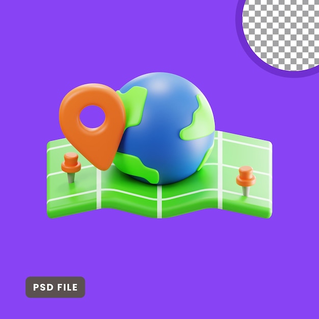 PSD ilustração 3d do mapa de entrega do mundo