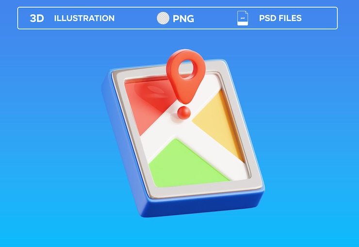 PSD ilustração 3d do mapa psd