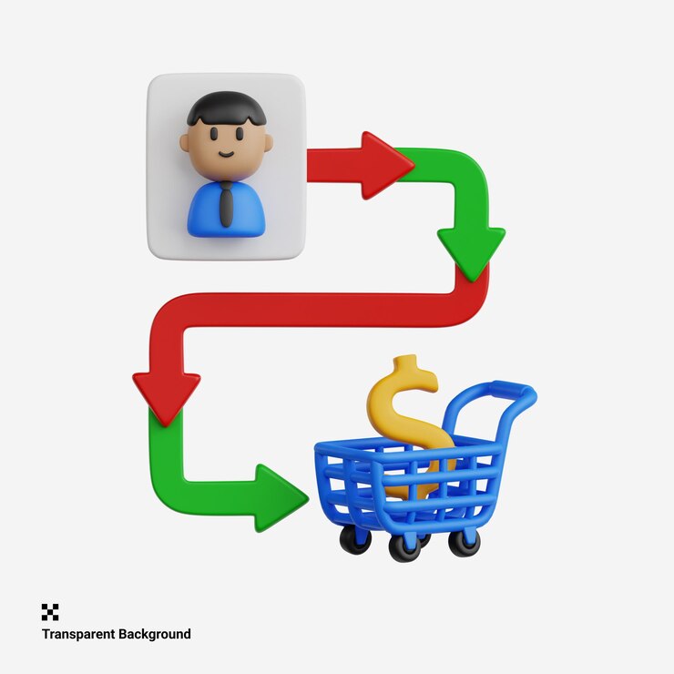 PSD ilustração 3d do mapeamento da jornada do cliente para uma experiência aprimorada