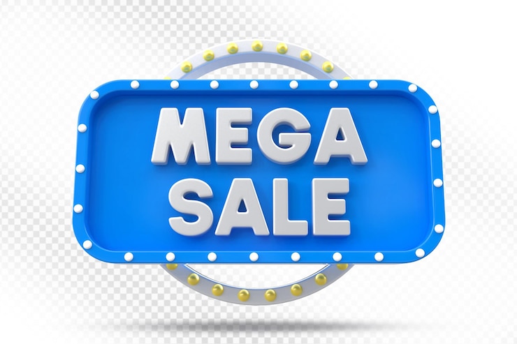 PSD ilustração 3d do mega sale label