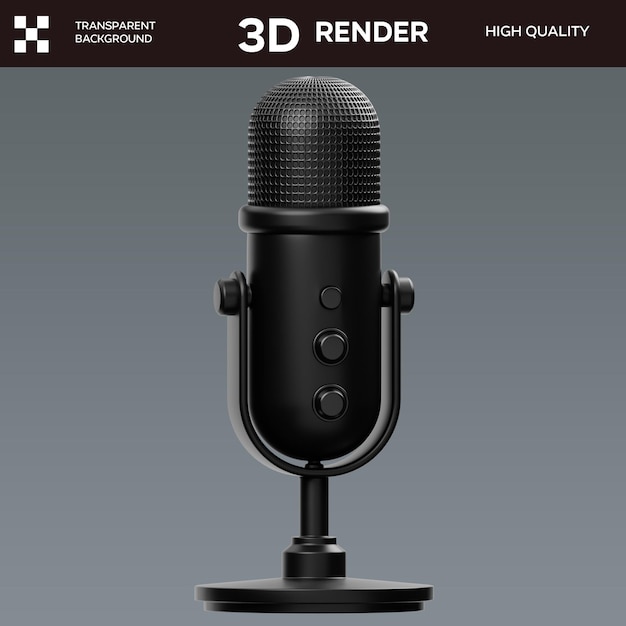 Ilustração 3D do microfone ao vivo