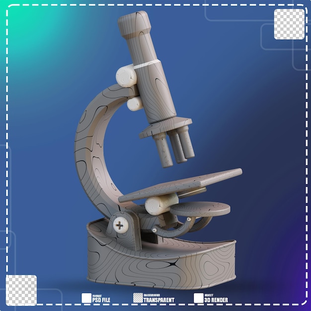 PSD ilustração 3d do microscópio 3