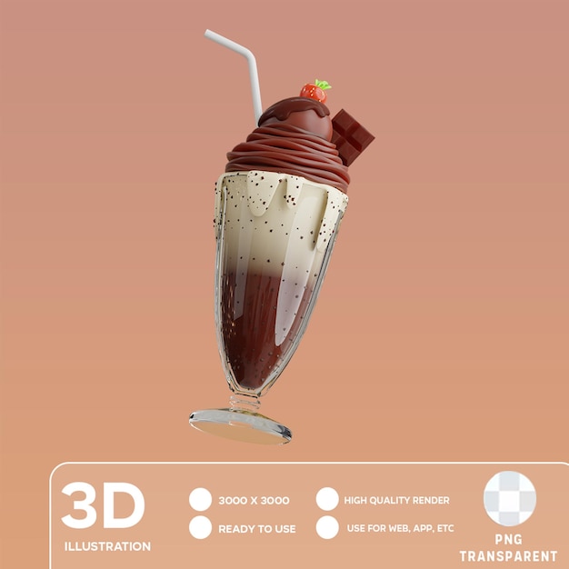 PSD ilustração 3d do milkshake psd