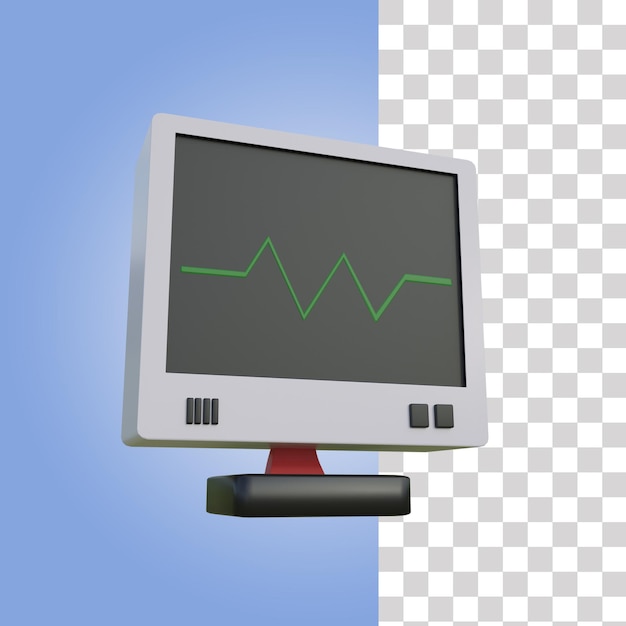 PSD ilustração 3d do monitor de ecg