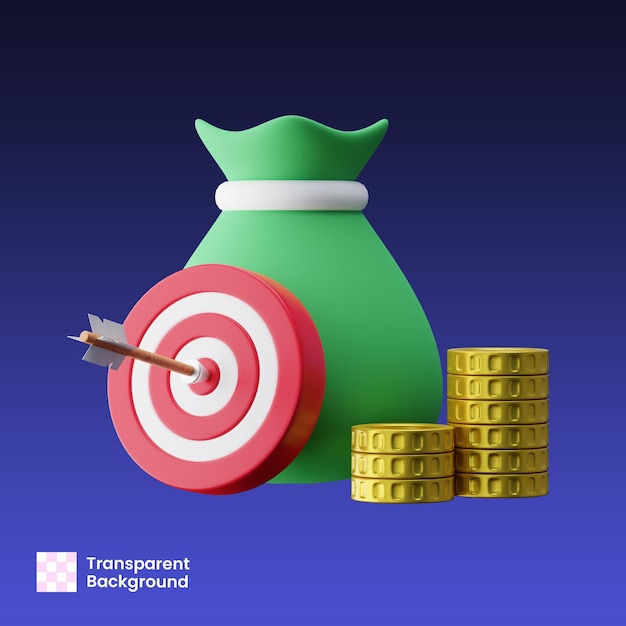 Ilustração 3D do objectivo financeiro de investimento
