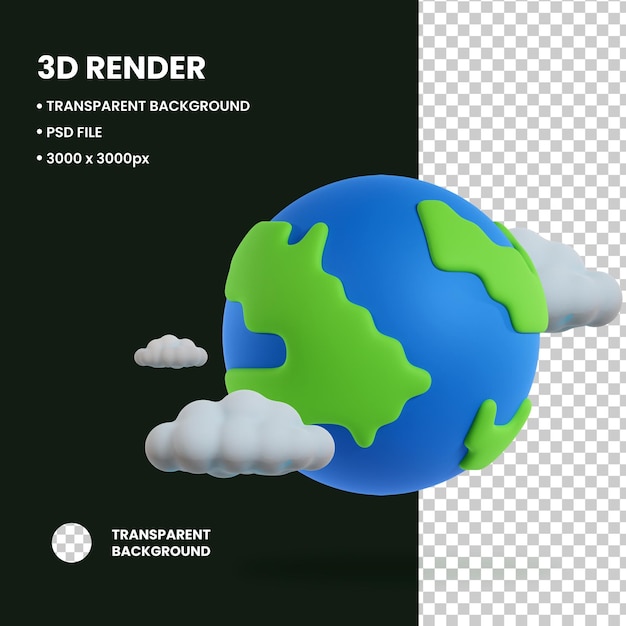 Ilustração 3D do objeto Nuvem da Terra