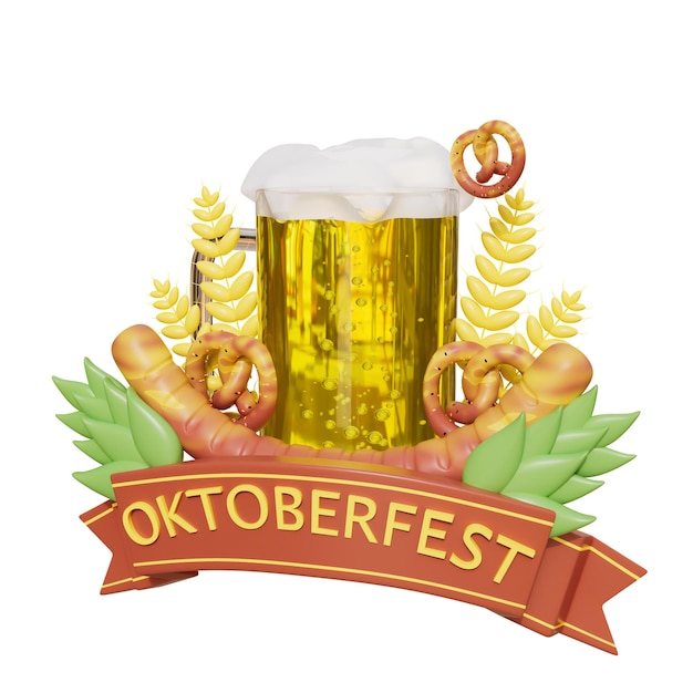 PSD ilustração 3d do oktoberfest