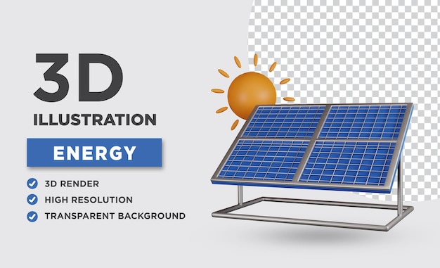 PSD ilustração 3d do painel solar