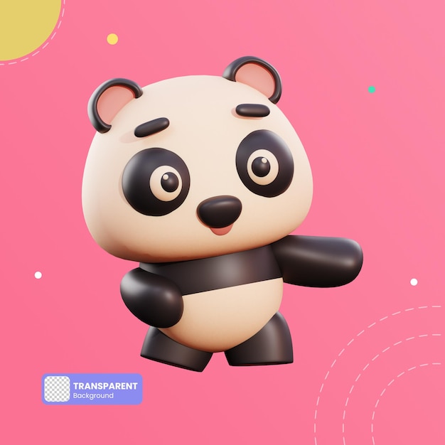 Ilustração 3d do panda fofo