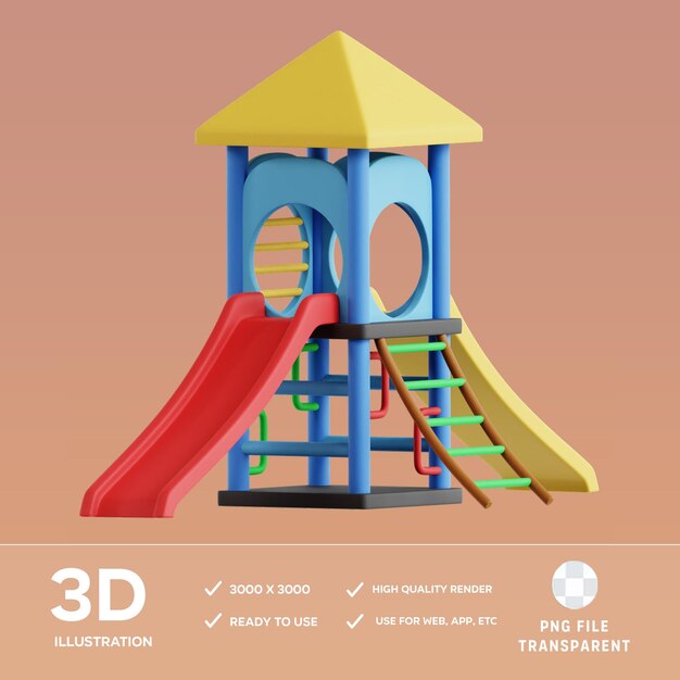 Ilustração 3D do parque infantil PSD