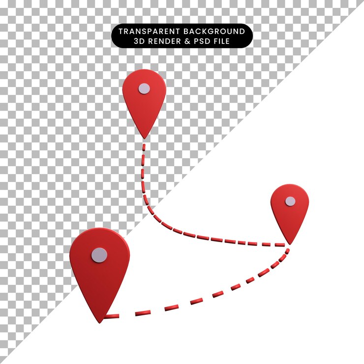 Ilustração 3D do pino de conceito do ícone do mapa de localização