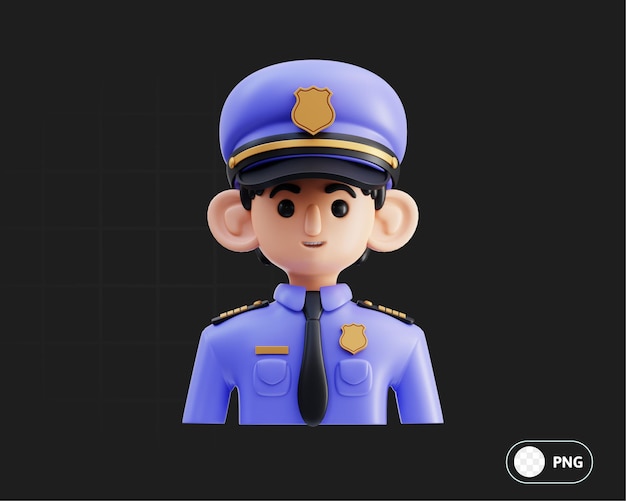 Ilustração 3d do policial