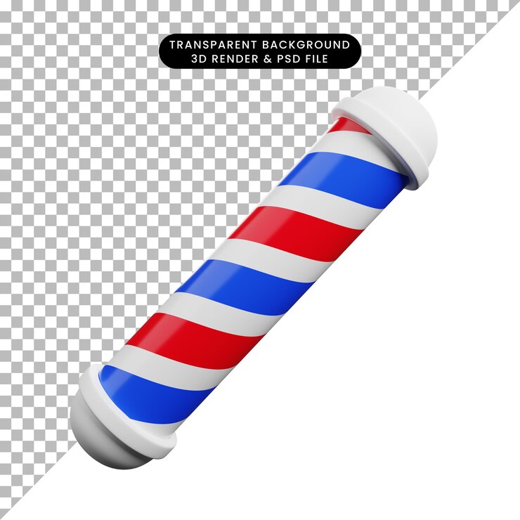 Ilustração 3D do poste de objetos de ícone de barbearia