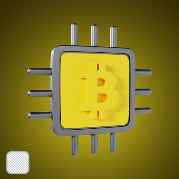 PSD ilustração 3d do processador bitcoin