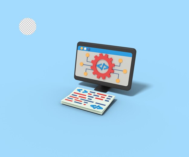 ilustração 3D do programador de codificação de rede