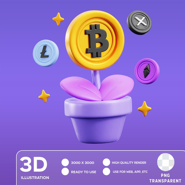 PSD ilustração 3d do psd bitcoin invest