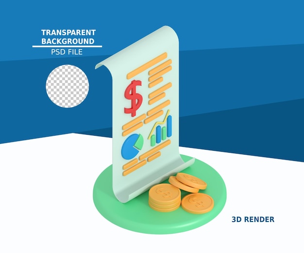 PSD ilustração 3d do relatório financeiro de negócios