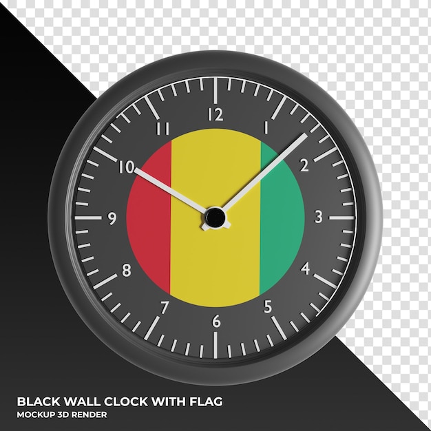 PSD ilustração 3d do relógio de parede com a bandeira da guiana