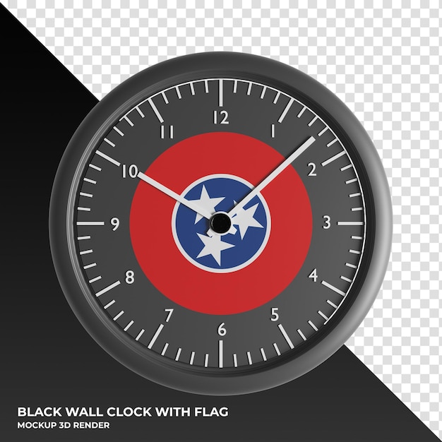 PSD ilustração 3d do relógio de parede com a bandeira do tennessee