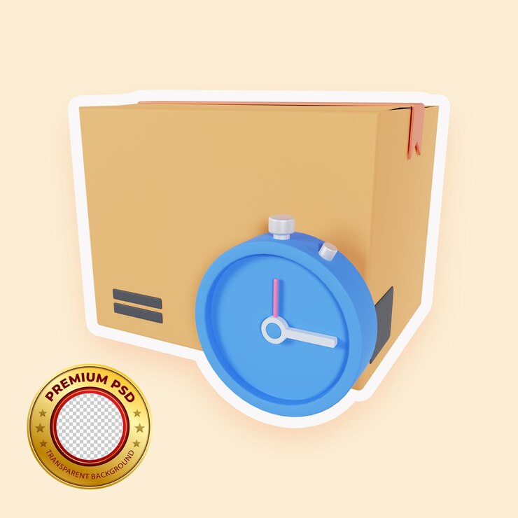 PSD ilustração 3d do relógio de tempo de entrega
