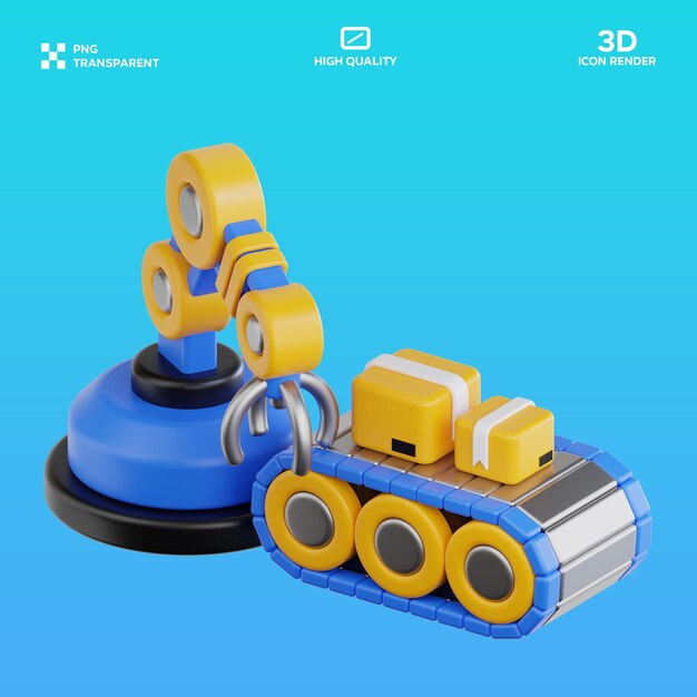 Ilustração 3D do robô industrial PSD