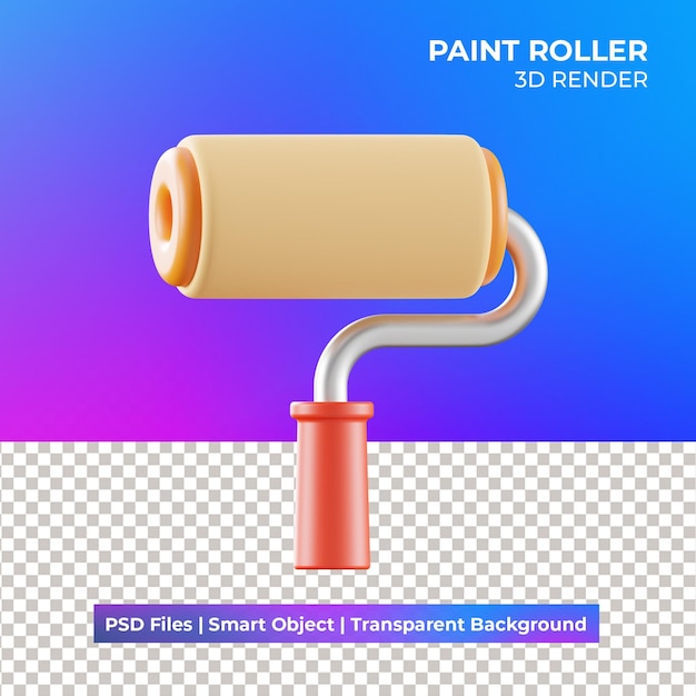 Ilustração 3d do rolo de pintura isolada