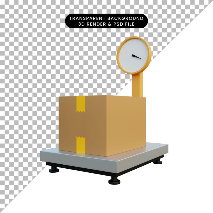 Ilustração 3D do scaler de mercadorias com papelão