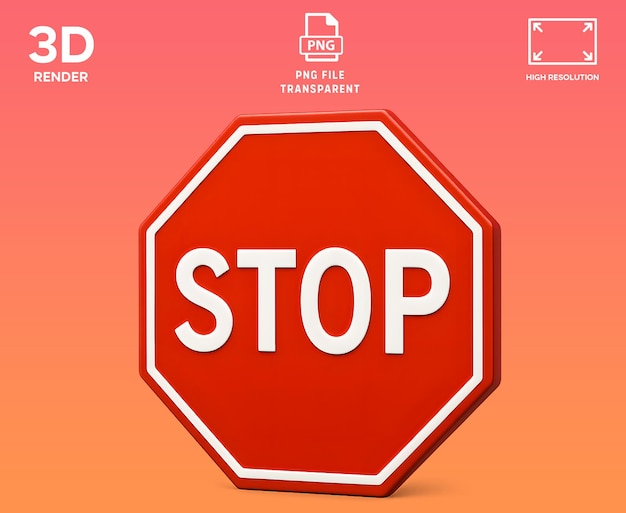 Ilustração 3D do sinal de parada PSD
