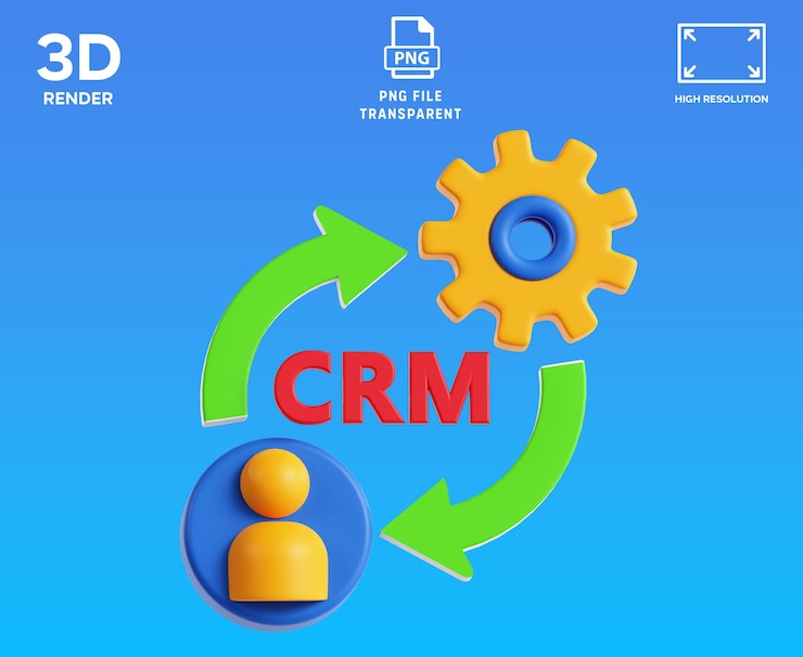 PSD ilustração 3d do sistema crm