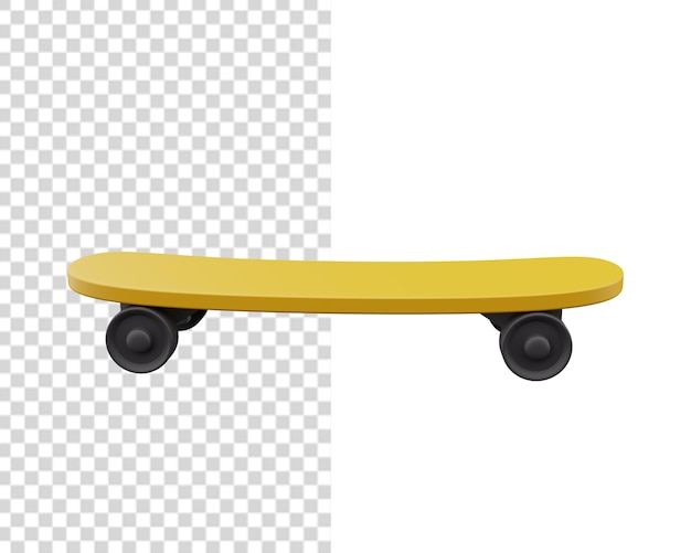 PSD ilustração 3d do skate. conceito de esporte radical com ilustração 3d de skate