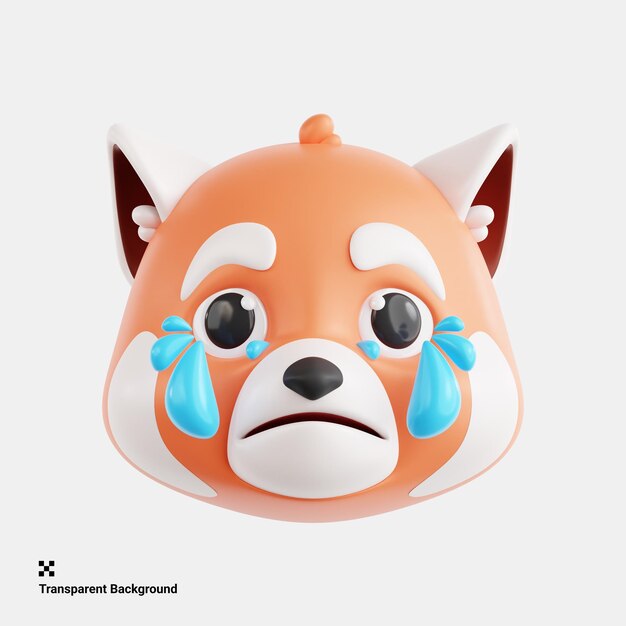 PSD ilustração 3d do sobbing crying red panda emoji