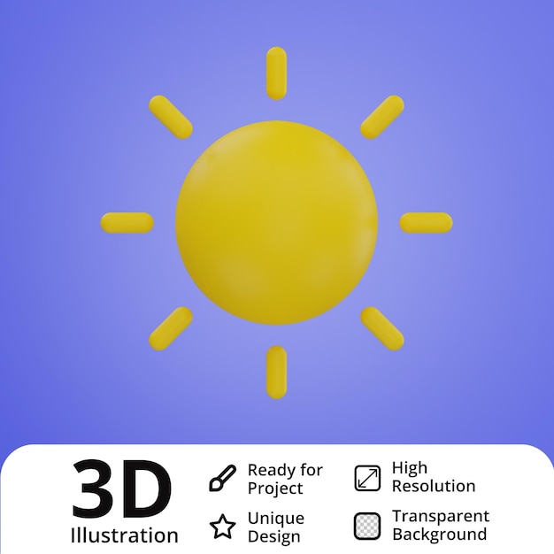 PSD ilustração 3d do sol