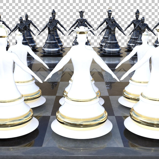 Ilustração 3D do tabuleiro de xadrez Renderização isolada PSD Premium